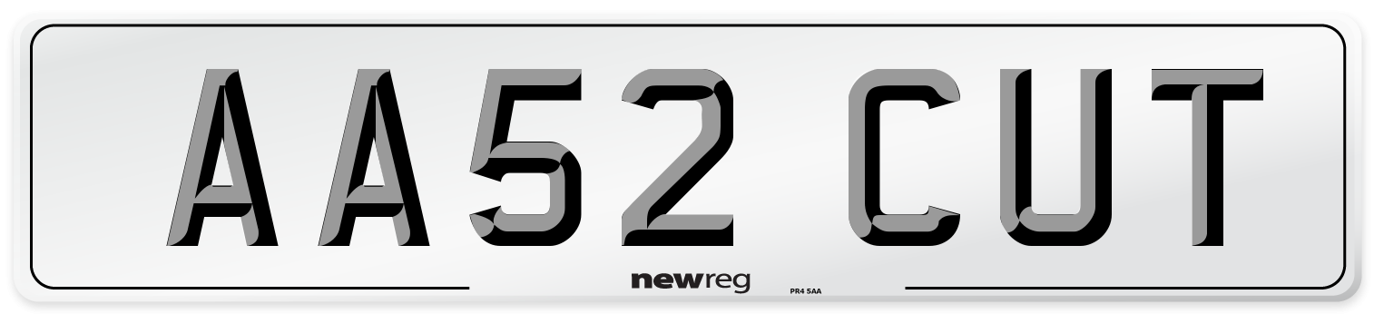 AA52 CUT Number Plate from New Reg